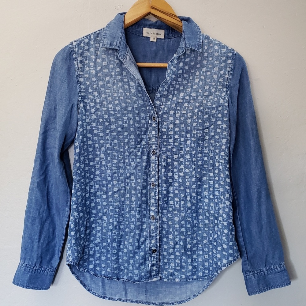 Cloth & Stone Tencel Patterned Chambray Top